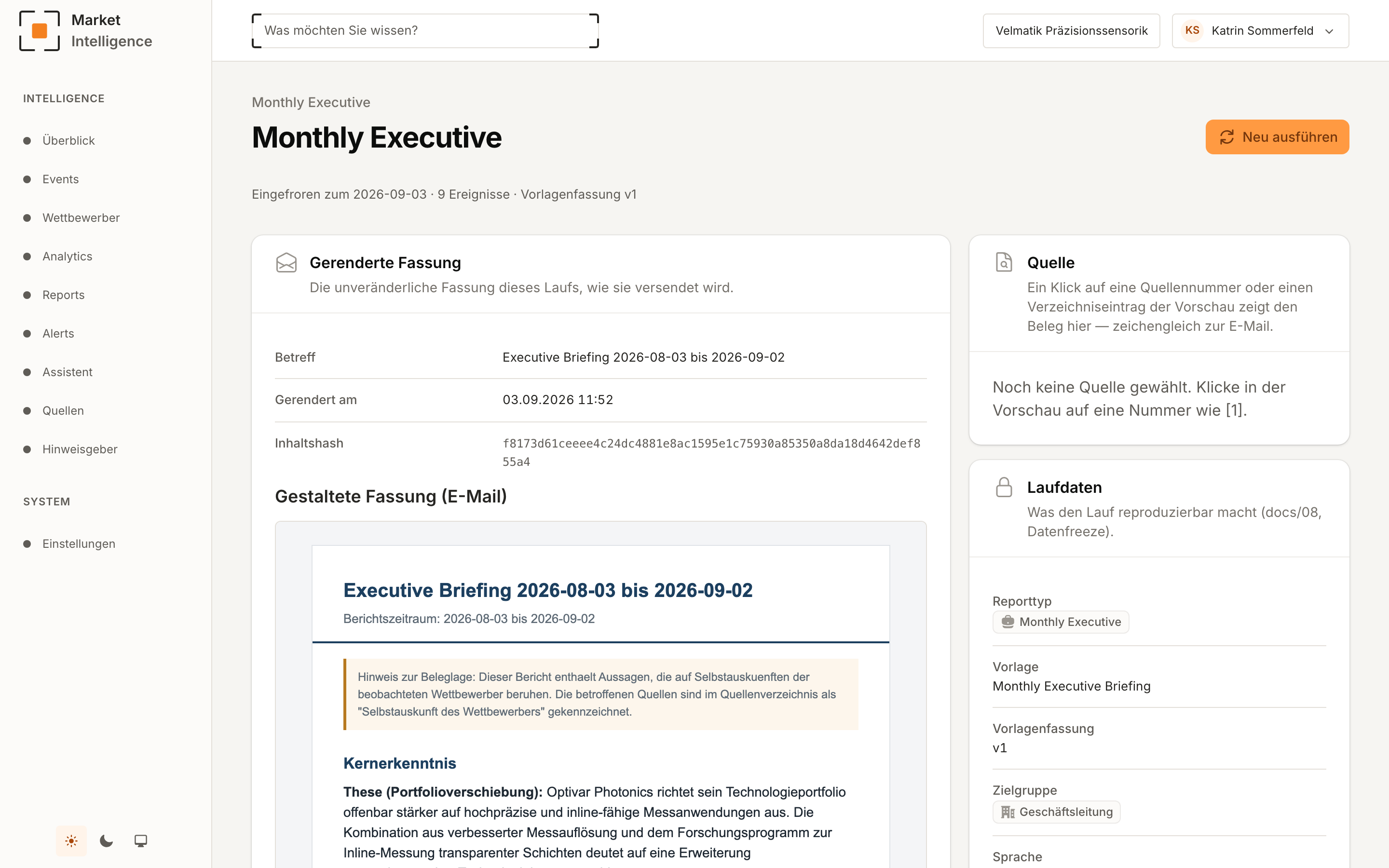 Executive-Briefing im Portal: die Fassung, wie sie versendet wird